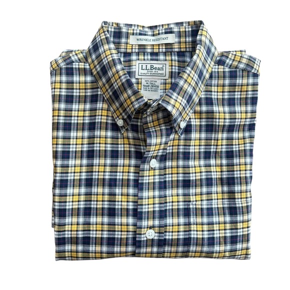 LL Bean Shirt Wrinkle Resistant Size Medium Tall Plaid Button Up Item‎ #281450 - Picture 1 of 10